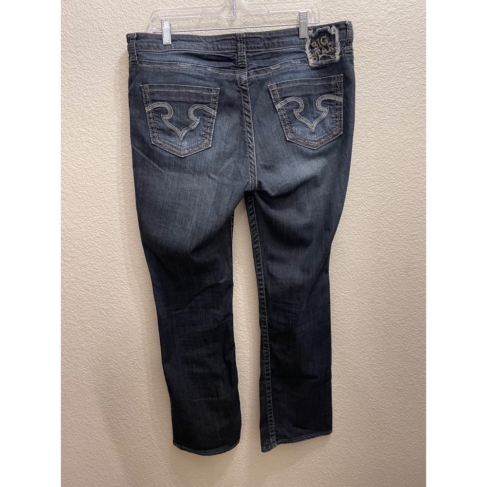 Big Star Maddie Boot Cut Dark Wash Mid Rise Y2K Embroidered Denim 32R Plus Size - Picture 3 of 15